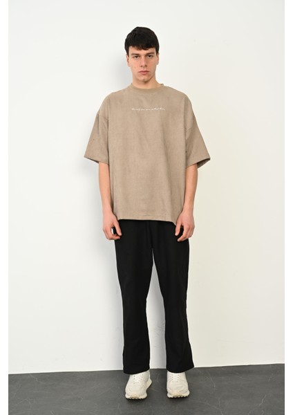 R-5767 Nakış Detaylı Fitilli Kadife T-Shirt fiyatları