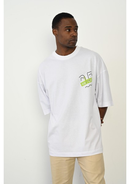 R-5760 Arka Yüz Baskılı Oversize T-Shirt indirimleri
