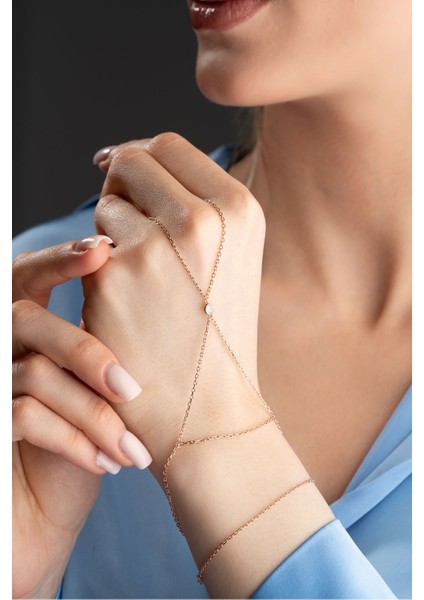 925 Ayar Gümüş Rose Kaplama Tektaş Model Şahmeran Bileklik fiyatları