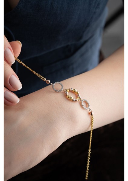 925 Ayar Gümüş Dorika Toplu 3 Halka Model Bileklik