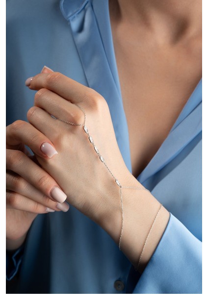 925 Ayar Gümüş Rodyum Kaplama Sıralı Baget Taşlı Şahmeran Bileklik