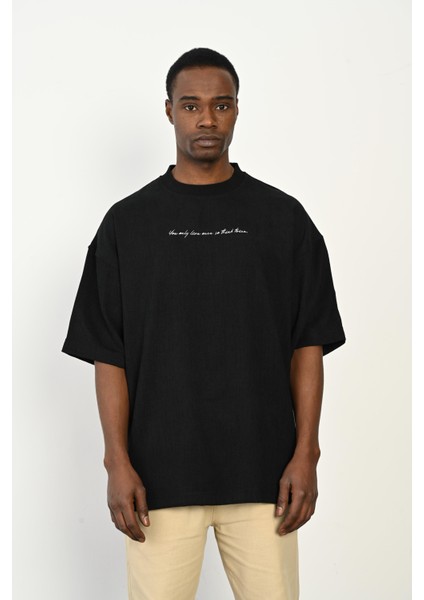 R-5767 Nakış Detaylı Fitilli Kadife T-Shirt