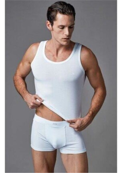 Erkek Atlet Boxer Takım Çeyizlik Set BEYAZ-104