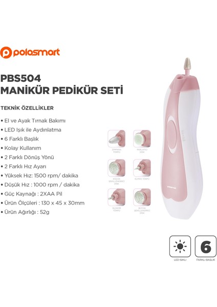 PBS504 Manikür Pedikür Seti Pembe