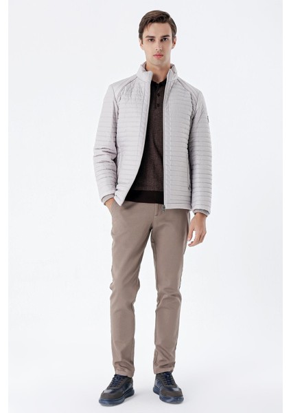 Taş Rengi Kapitone Dolumlu Dik Yaka Astarlı Slim Fit Dar Kesim Casual Mont 1007235264 modelleri