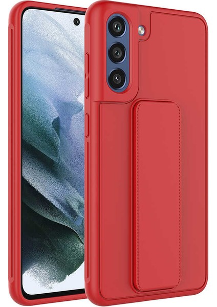 Galaxy Uyumlu S21 Fe Kılıf Qstand Kapak - Kırmızı