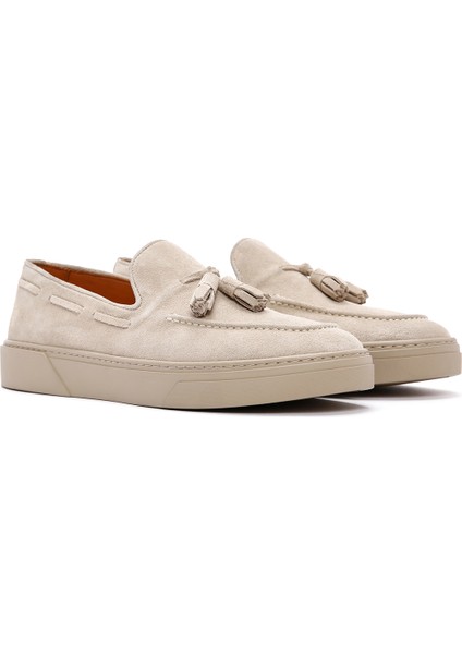 Fly Erkek Bej Süet Deri Casual Loafer 24SFD632110