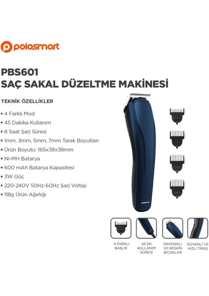 PBS601 Saç Sakal Düzeltme Makinesi Lacivert