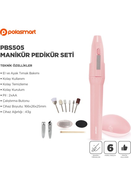 PBS505 Manikür Pedikür Seti Pembe