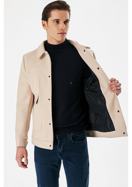 Açık Bej Kaşe Kolej Yaka Astarlı Slim Fit Dar Kesim Casual Mont 1007235172 fiyatları