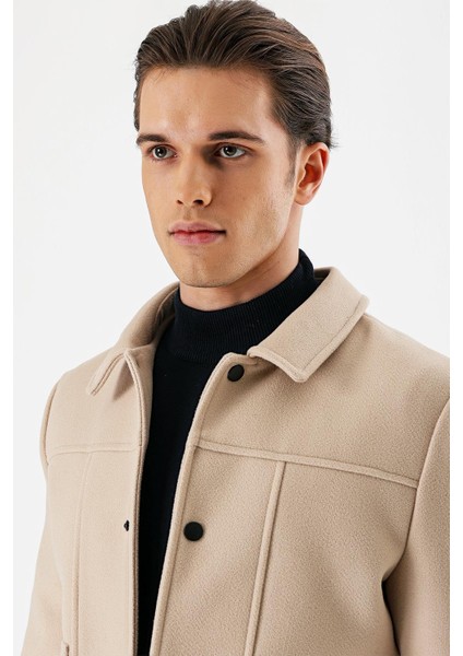 Açık Bej Kaşe Kolej Yaka Astarlı Slim Fit Dar Kesim Casual Mont 1007235172 indirimleri