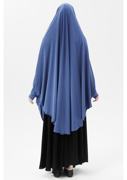Kadın Tesettür Medine Ipeği Çarşaf Üstü Peçeli Sufle Hijab-Koyu Kot