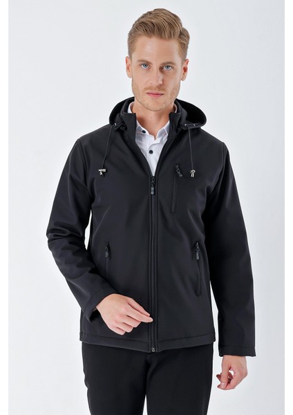 Siyah Kapüşonlu Astarlı Slim Fit Dar Kesim Casual Mont 1007235163