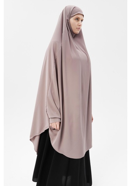 Kadın Tesettür Medine Ipeği Çarşaf Üstü Peçeli Sufle Hijab-Koyu Gül Kurusu