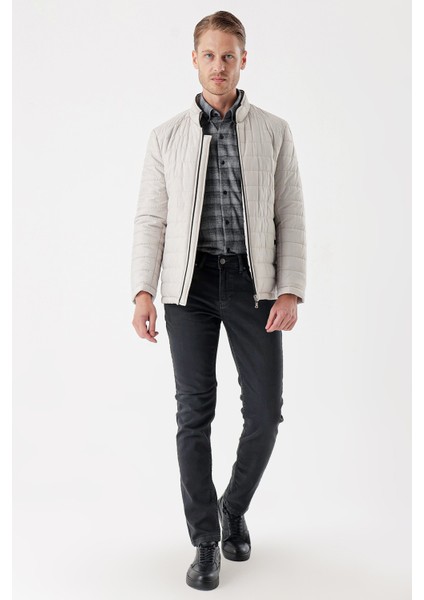 Taş Rengi Hakim Yaka Astarlı Slim Fit Dar Kesim Casual Mont 1007235156