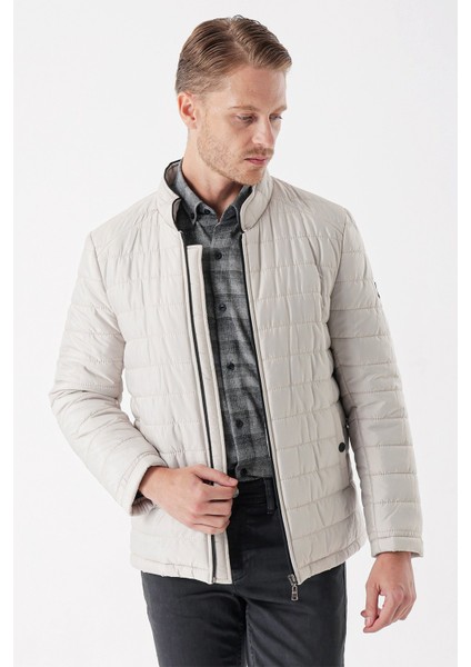 Taş Rengi Hakim Yaka Astarlı Slim Fit Dar Kesim Casual Mont 1007235156
