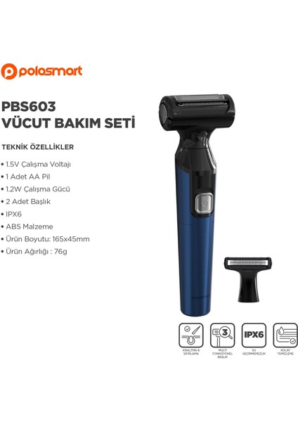 PBS603 2 In 1 Erkek Vücut Bakım Seti Lacivert