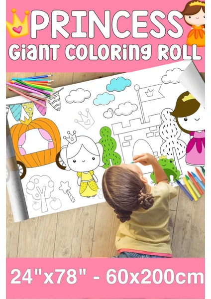 Prenses Dev Boy Boyama Kağıdı - Farm Kids Coloring Roll - Giant Painting Paper Roll For Kids