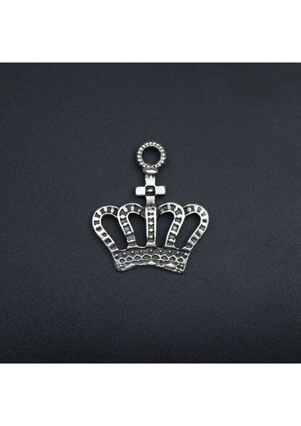 Taç Deri Ip Kolye - Gümüş Kaplama - Kadın Erkek Kolye - NO:1602 fırsatları