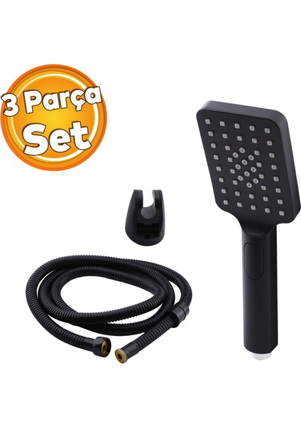 Lüks Duş Başlığı Set Banyo Fişkiyesi Seti Dikdörtgen Fiskiye Telefon Fonksiyonlu Başlık Metal Hortum