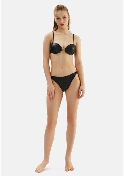 Ortası Halkalı Kaplı Straplez Bikini Takım Siyah 2040ESBK