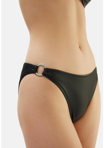 Ortası Halkalı Kaplı Straplez Bikini Takım Siyah 2040ESBK