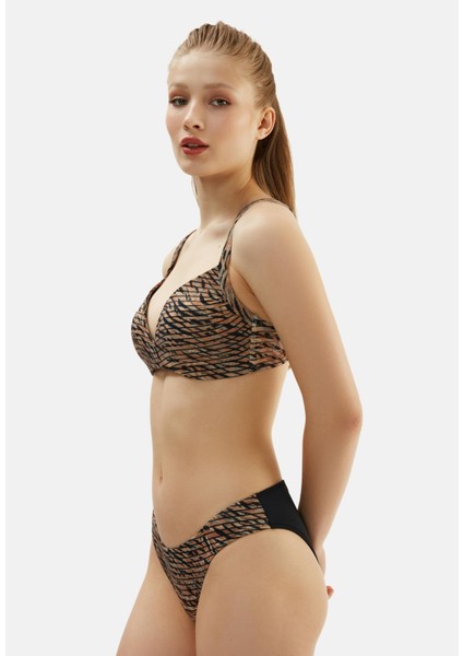 Kaplı Göğüs Şekillendirici Bikini Takım Leopar 2085ESBK