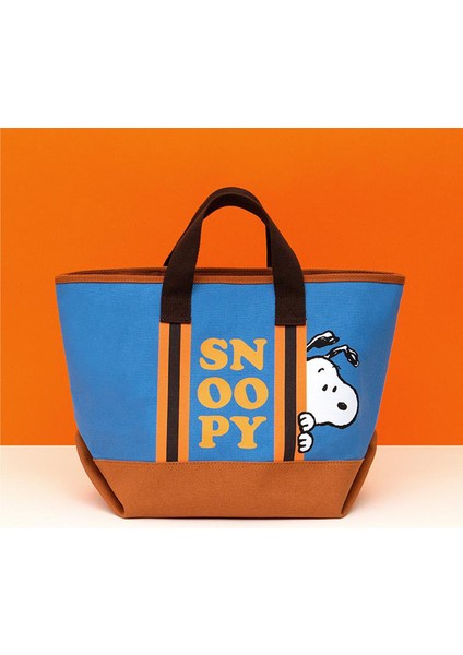 Snoopy Büyük Kapasiteli Banliyö Sevimli Yüz Omuz Çantası Taşınabilir Renk Engelleme Harfleri El Çantası (Yurt Dışından)