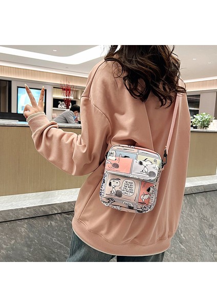 Snoopy Kanvas Küçük Çanta Yeni Gelgit Yüzlerce Güzel Çapraz Askılı Çanta Kore Versiyonu Omuz Küçük Kare Çanta (Yurt Dışından)
