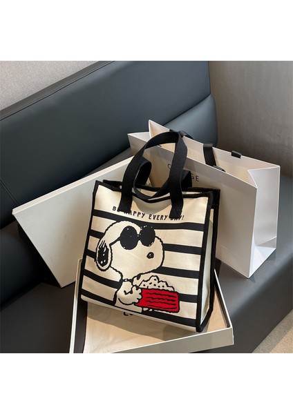 Omuz Büyük Kapasiteli Sevimli Karikatür Snoopy El Çantası Büyük Kapasiteli Tote Çanta (Yurt Dışından)