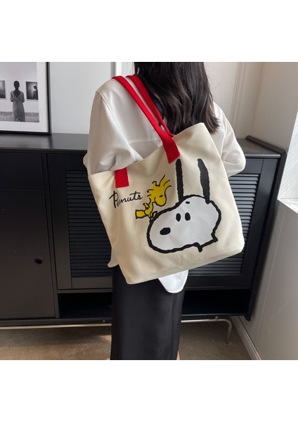 Kanvas Çanta Snoopy Omuz Çantası Karikatür Çanta Out Commuter Çanta Büyük Kapasiteli Yük Kitap Tote Çanta (Yurt Dışından) fiyatları