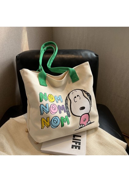 Kanvas Çanta Snoopy Omuz Çantası Karikatür Çanta Out Commuter Çanta Büyük Kapasiteli Yük Kitap Tote Çanta (Yurt Dışından) indirimleri