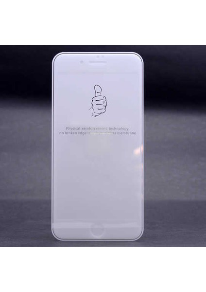 iPhone Uyumlu 7 Kenarları Kırılmaya Dayanıklı Cam Ekran Koruyucu - Beyaz