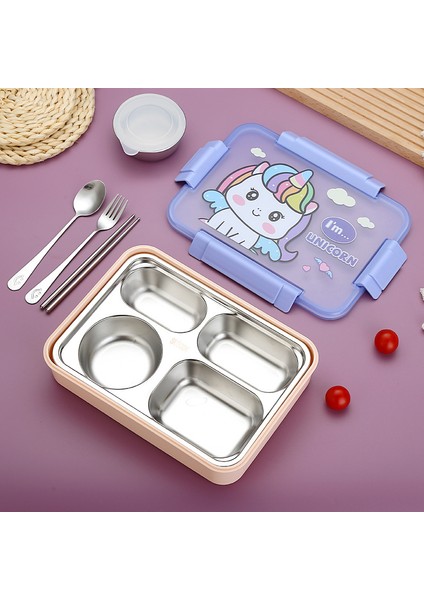 Öğrenci Öğle Yemeği Kutusu Dört Izgaralı Paslanmaz Çelik Su Enjeksiyonlu Isıtma Bento Yemek Kabı (Yurt Dışından)