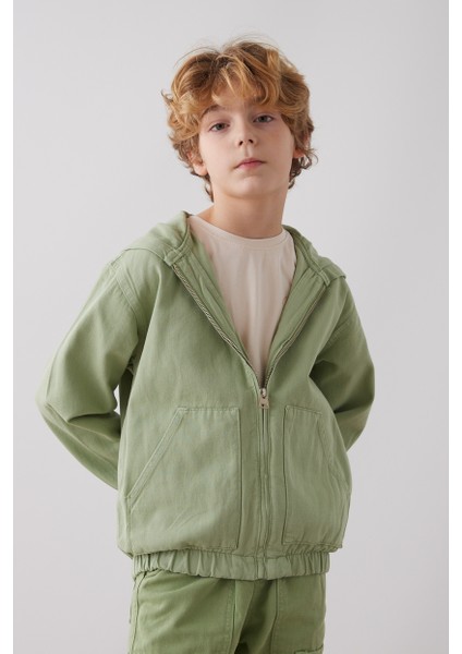 Erkek Gabardin Kapşonlu Ceket