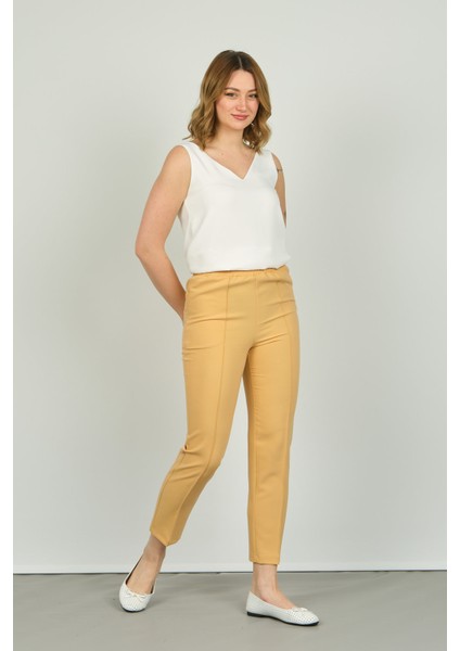 Kadın Bilek Boy Önden Çizgi Dikişli Dar Kalıp Pantolon 6000 Sarı fiyatları