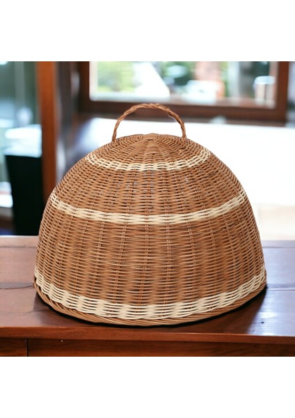 Doğal Rattan El Yapımı Yemek Koruyucu Gıda Koruma Dekoratif Büyük Boy 40CM Ocean Point