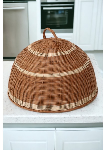 Doğal Rattan El Yapımı Yemek Koruyucu Gıda Koruma Dekoratif Büyük Boy 40CM Ocean Point