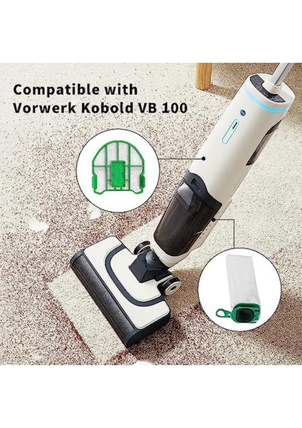 Kobold VB100 100 Için Elektrikli Süpürge Torbaları 3 Motor Koruma Filtreli Filtre Torbaları Yedek Toz Torbaları (Yurt Dışından)