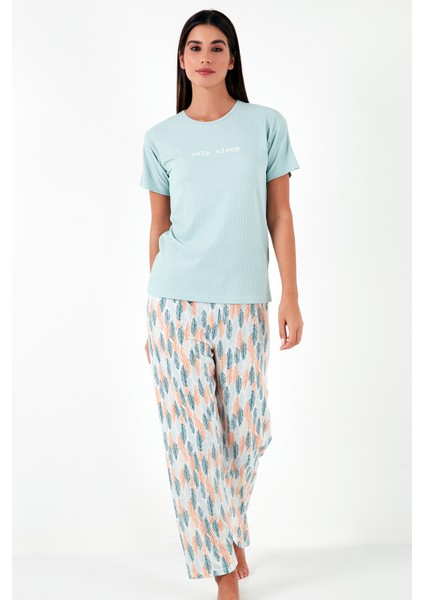 Regular Fit Bisiklet Yaka Kısa Kollu Pijama Takımı Bayan Pijama Takımı 65770105 fiyatları