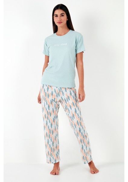Regular Fit Bisiklet Yaka Kısa Kollu Pijama Takımı Bayan Pijama Takımı 65770105 modelleri