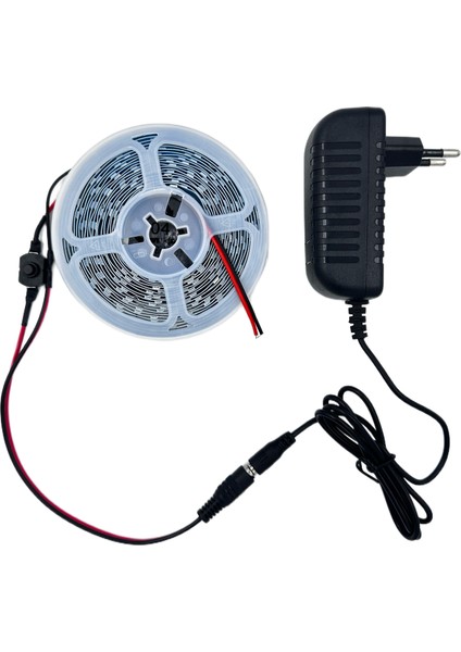 Amber LED 12V Yüksek Parlaklık 4040 Şerit LED Tak Çalıştır Hazır Set, 2 Metre Günışığı , Çıt Çıt Aç-Kapa Anahtar ve Adaptör Dahil, Gizli Aydınlatma, Mutfak, Tezgah, Dolap İçi ve Ayna İçin