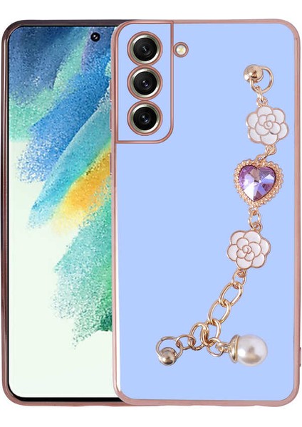 Galaxy Uyumlu S21 Fe Kılıf El Tutamaçlı Kamera Korumalı Taka Silikon Kapak - Mor