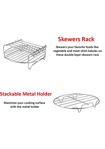 Hava Fritöz Rafı Xl Hava Fritöz Aksesuarları 2'li Set, Şişli Çok Çift Katmanlı Raf, Istiflenebilir Metal Tutucu (Yurt Dışından) fiyatları