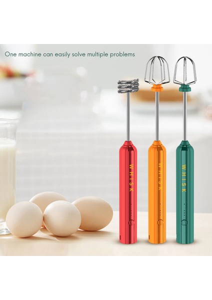 USB Şarj Edilebilir Elektrikli Çırpma Yumurta Çırpıcı El Kahve Blender Ev Süt Çalkalayıcı Mikser Frother Foamer Kırmızı (Yurt Dışından)