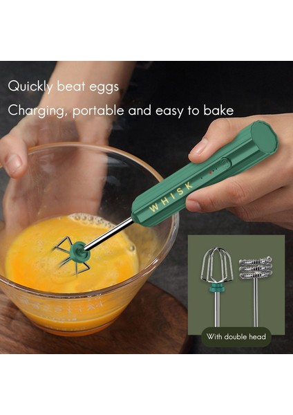 USB Şarj Edilebilir Elektrikli Çırpma Yumurta Çırpıcı El Kahve Blender Ev Süt Çalkalayıcı Mikser Frother Foamer Kırmızı (Yurt Dışından)