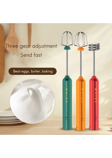 USB Şarj Edilebilir Elektrikli Çırpma Yumurta Çırpıcı El Kahve Blender Ev Süt Çalkalayıcı Mikser Frother Foamer Kırmızı (Yurt Dışından)