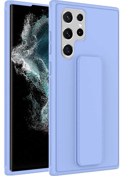 Galaxy Uyumlu S22 Ultra Kılıf Qstand Kapak - Lila