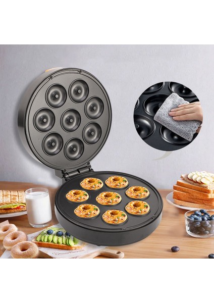 Elektrikli Çörek Yapma Makinesi 1400 W Taşınabilir Kahvaltı Aperatifler Tatlılar Makinesi Çocuklar Için Yapışmaz Kaplamalı 8 Donuts Mutfak Abd Plug (Yurt Dışından)