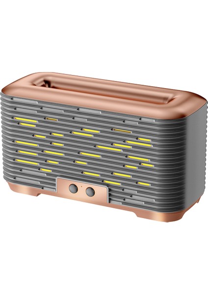 Nemlendirici 350ML Ultrasonik USB Esansiyel Yağı 3D Lamba Sis Yangın Alev Nemlendirici Difüzör Altın + Gri (Yurt Dışından)